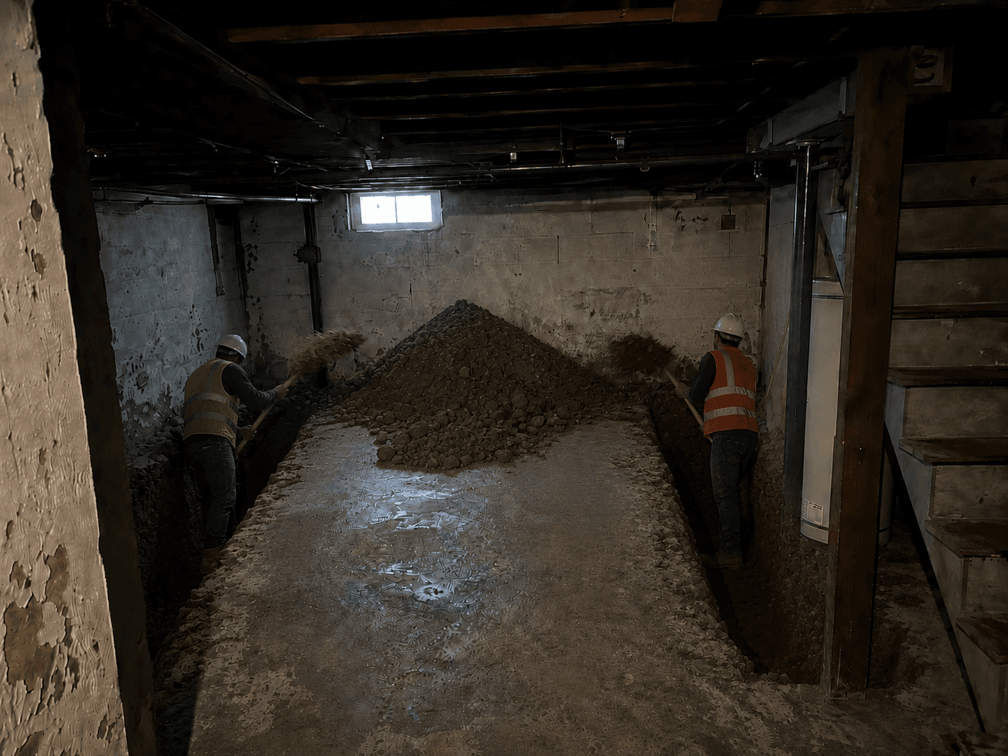 Excavation beneath foundation to required 4-foot depth