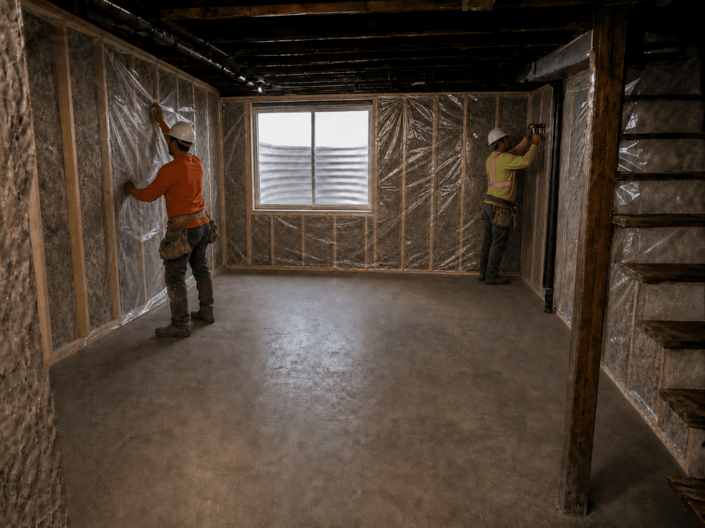 6 mil poly vapor barrier on insulated basement walls