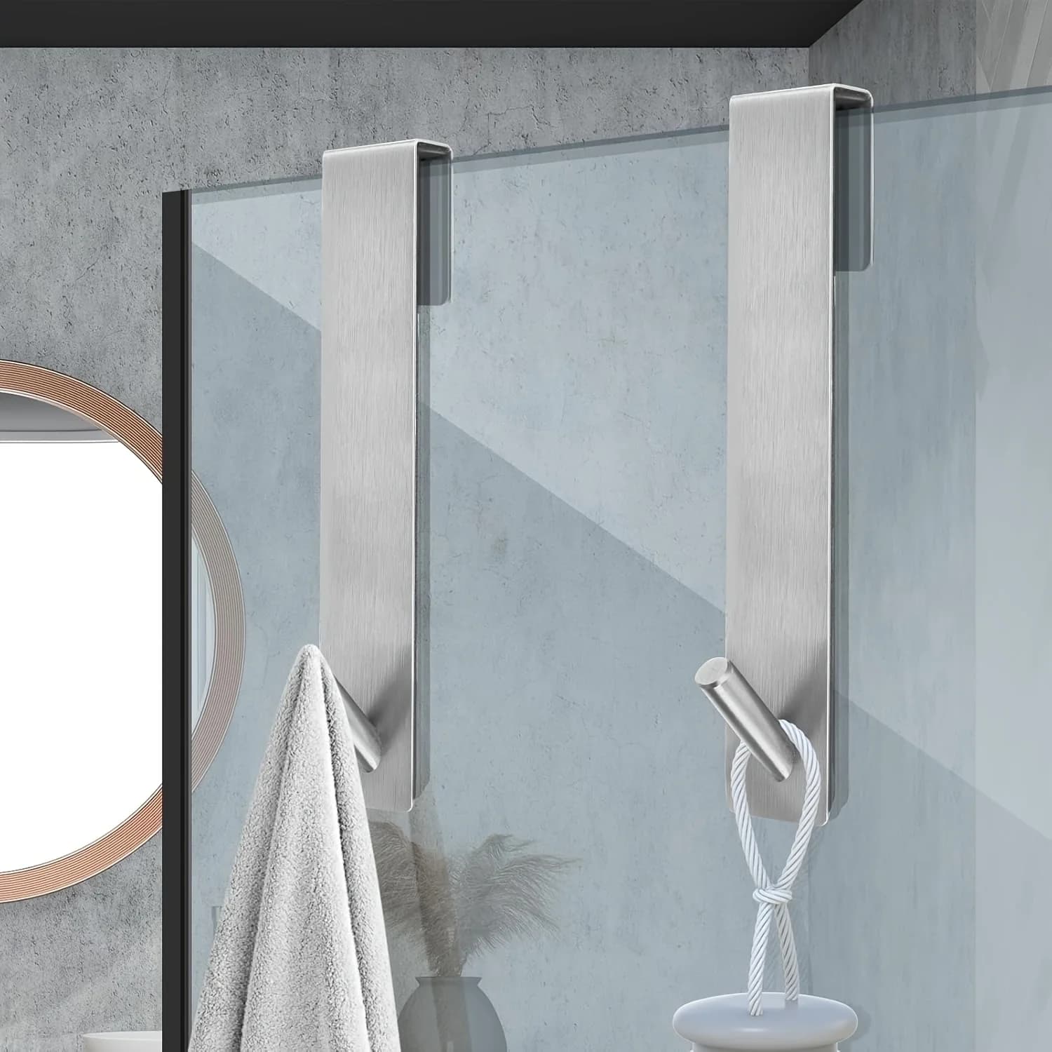 Shower Glass Door Hooks — Stainless Steel, 6-Pack - Image 2