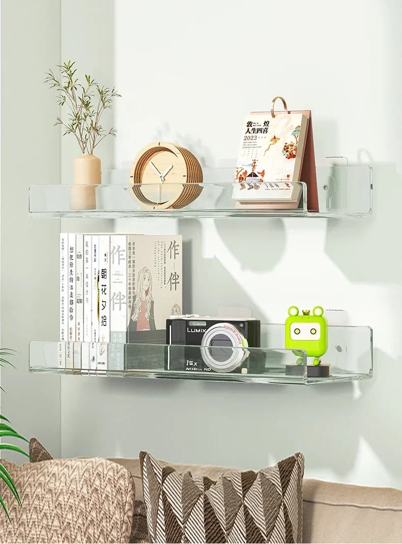 Adhesive Floating Shelves — Clear Acrylic, 2-Pack - Image 2