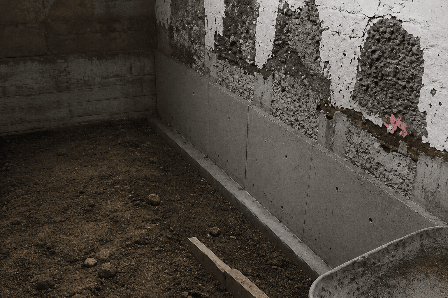 Basement underpinning in Toronto — excavation in progress