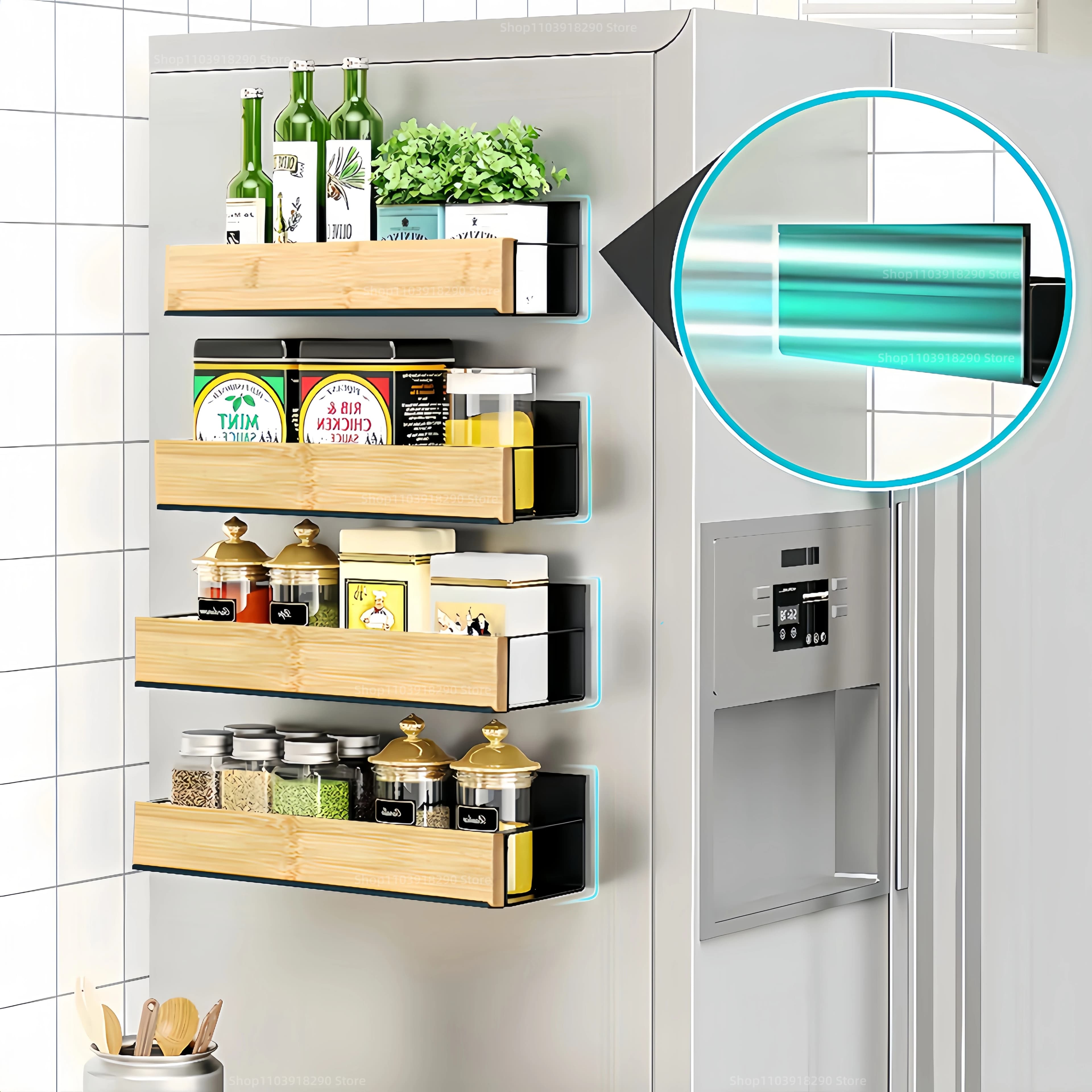 Magnetic Fridge Side Shelf — Spice Rack & Organizer