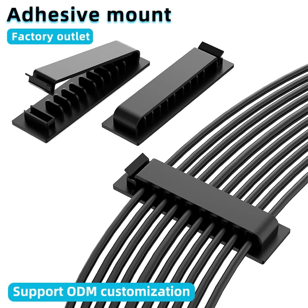 Adhesive Cable Management Clips — 20 Pack