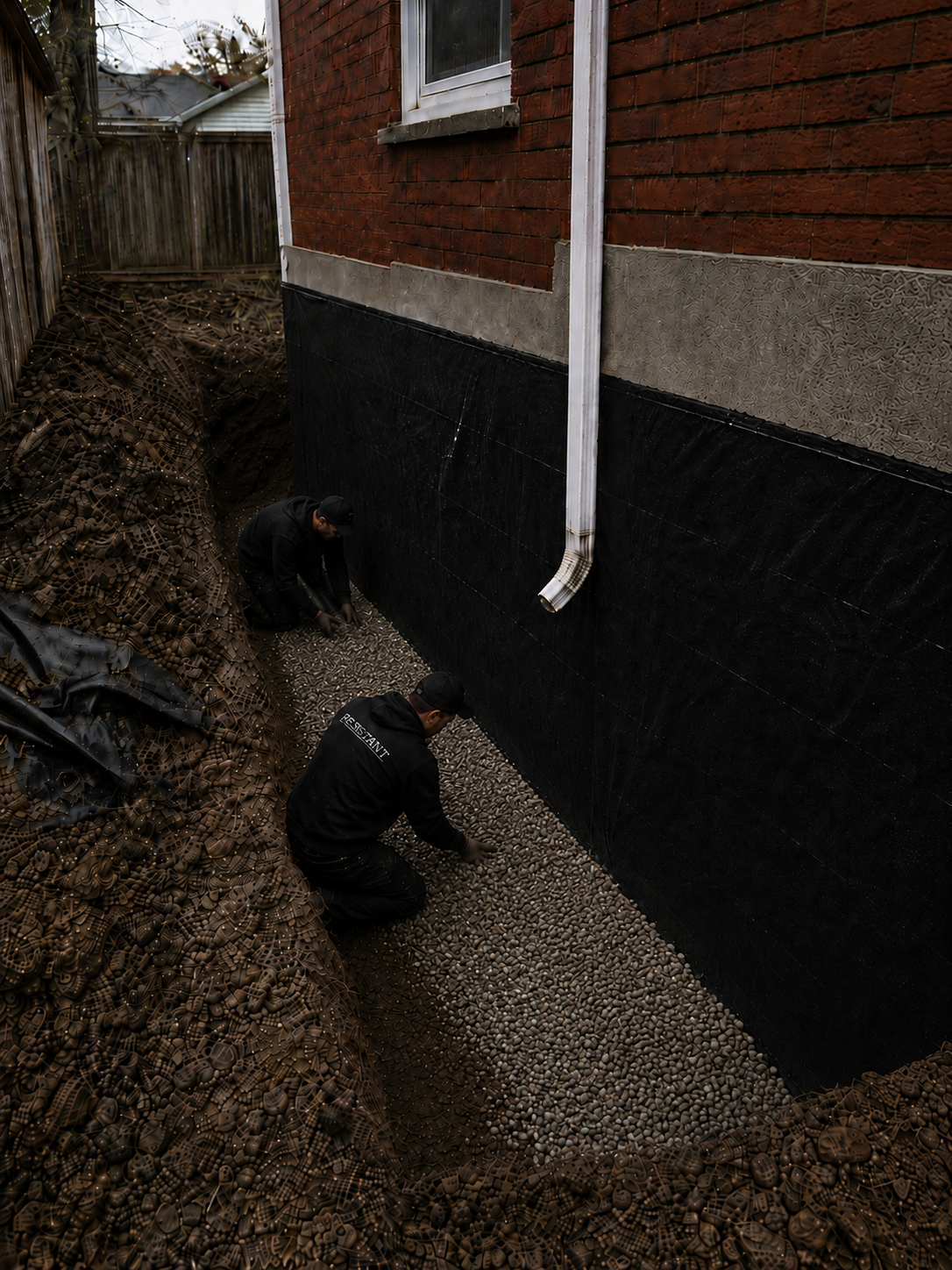 Gravel drainage layer placed over weeping tile
