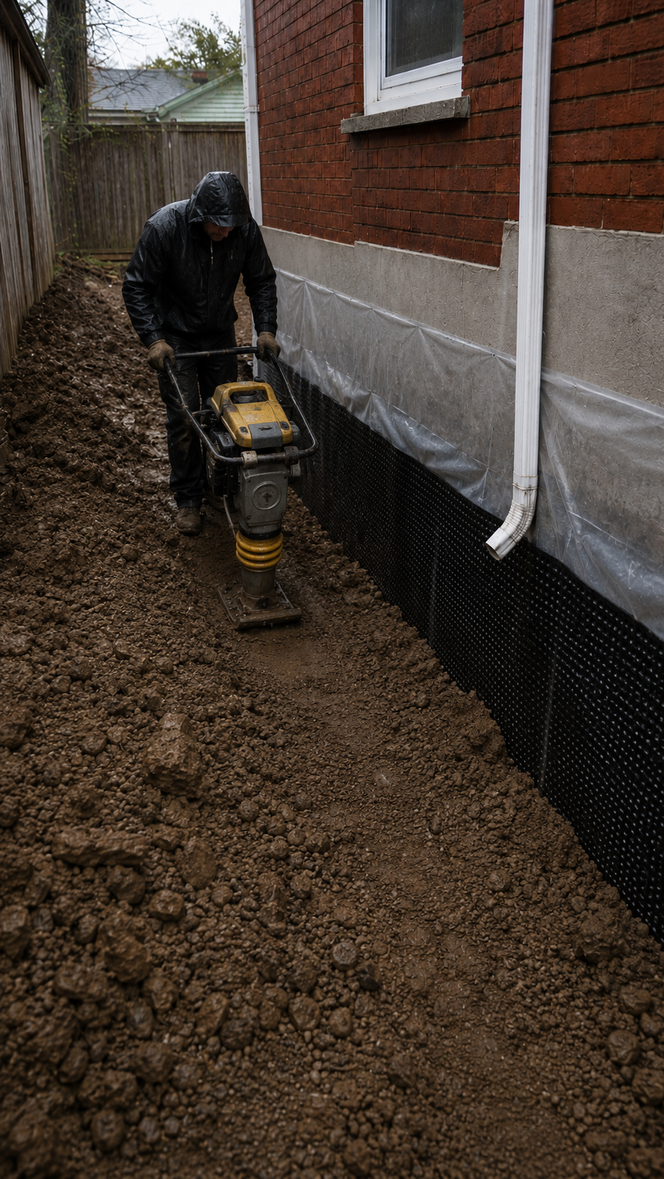 Continued soil compaction during backfill process